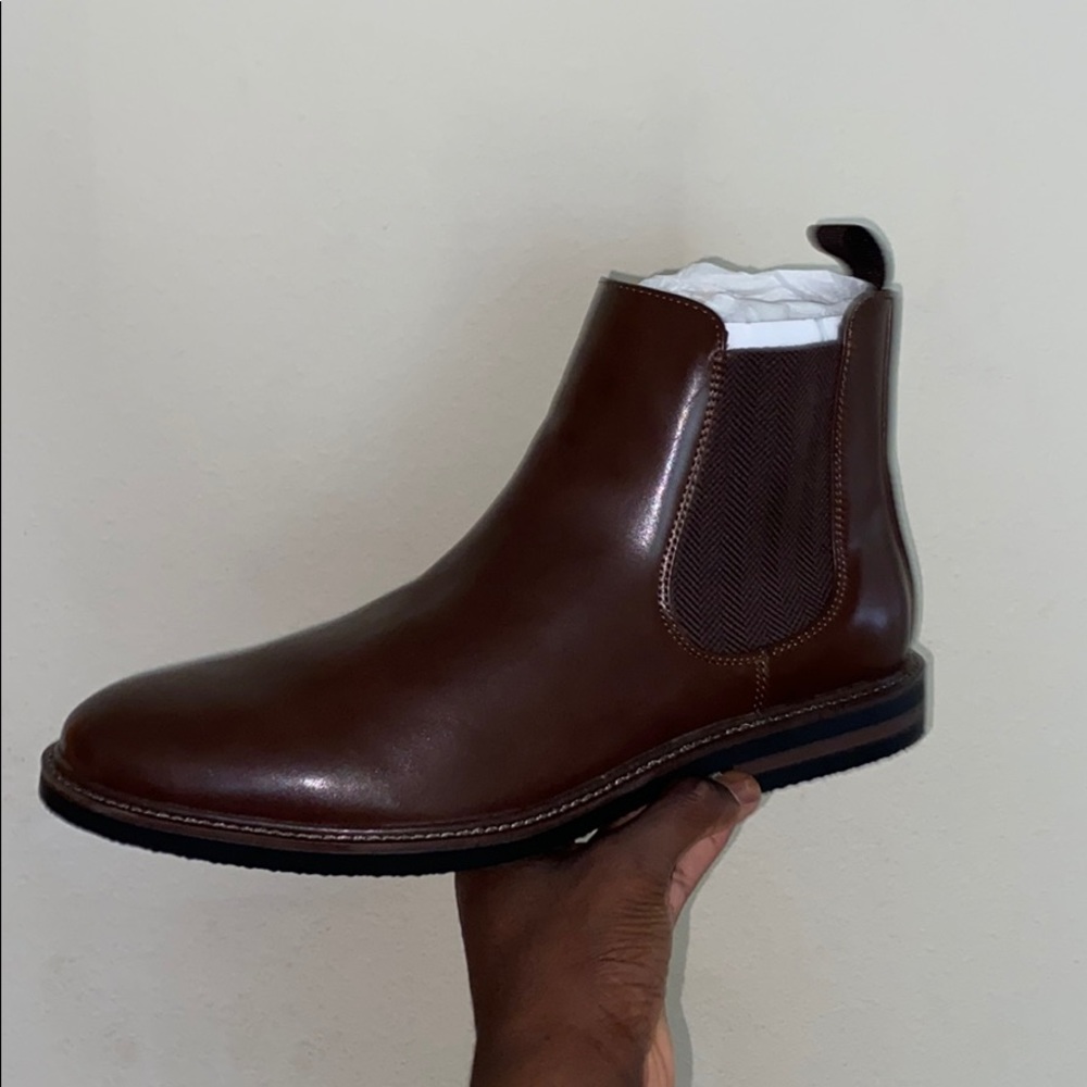 Brown leather boots